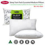 Easyrest SLEEP Gusseted Medium Standard Pillows — Twin Pack, Back and Side Sleepers — Allure Home Collections