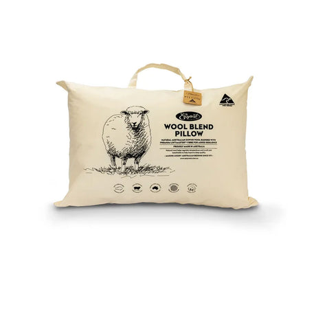Easyrest Wool Blend Standard Pillow — 47x72cm, Pure New Australian Wool, Hollow Fibre — Allure Home Collections
