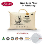 Easyrest Wool Blend Standard Pillow — 47x72cm, Pure New Australian Wool, Hollow Fibre — Allure Home Collections
