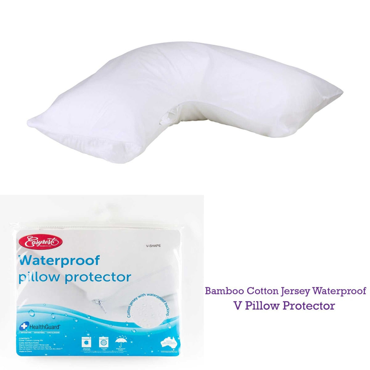 Easyrest Bamboo Cotton Jersey Waterproof V-Pillow Protector — Breathable — Allure Home Collections