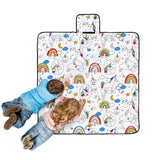 Borrowdale Colour Me In kids picnic blanket 125 x 125cm with dream big unicorn colouring design, carry handle and water resistant backing
