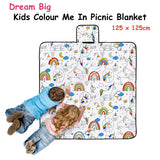 Borrowdale Colour Me In Picnic Blanket, Dream Big Unicorn, 125x125cm