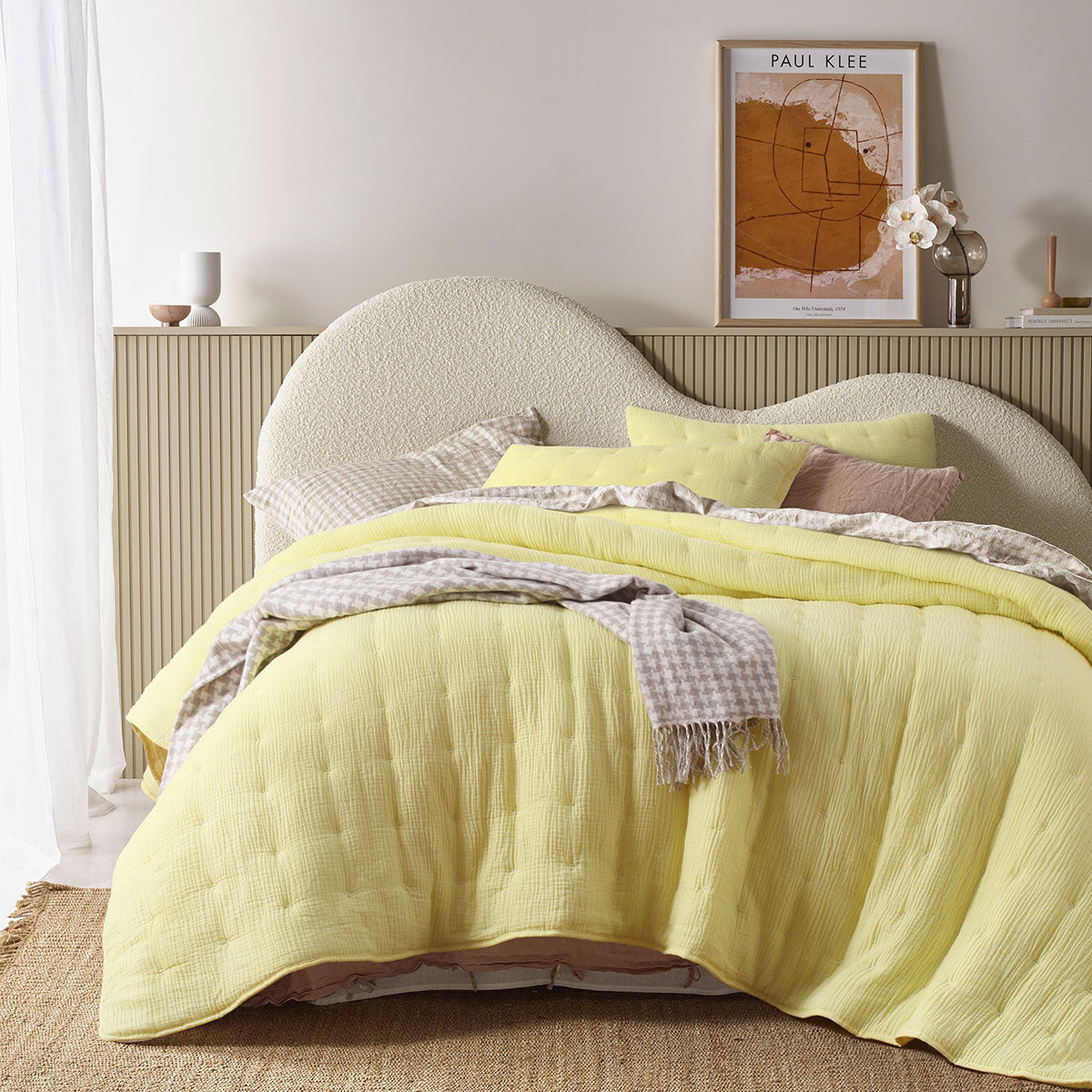 Rendcomb butter cotton gauze quilted comforter set queen