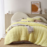 Rendcomb butter cotton gauze quilted comforter set queen