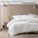 Draycott Parquet Comforter Set, White Queen