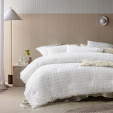 Draycott Parquet Comforter Set, White Queen