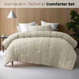 Compton Abdale 3pcs Seersucker Comforter Set, Queen, Natural