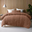 Compton Abdale tobacco seersucker comforter set on a Queen bed with two pillowcases