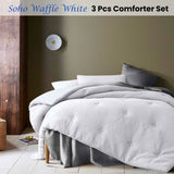 Woodmancote 3pcs Waffle Comforter Set, Queen, White