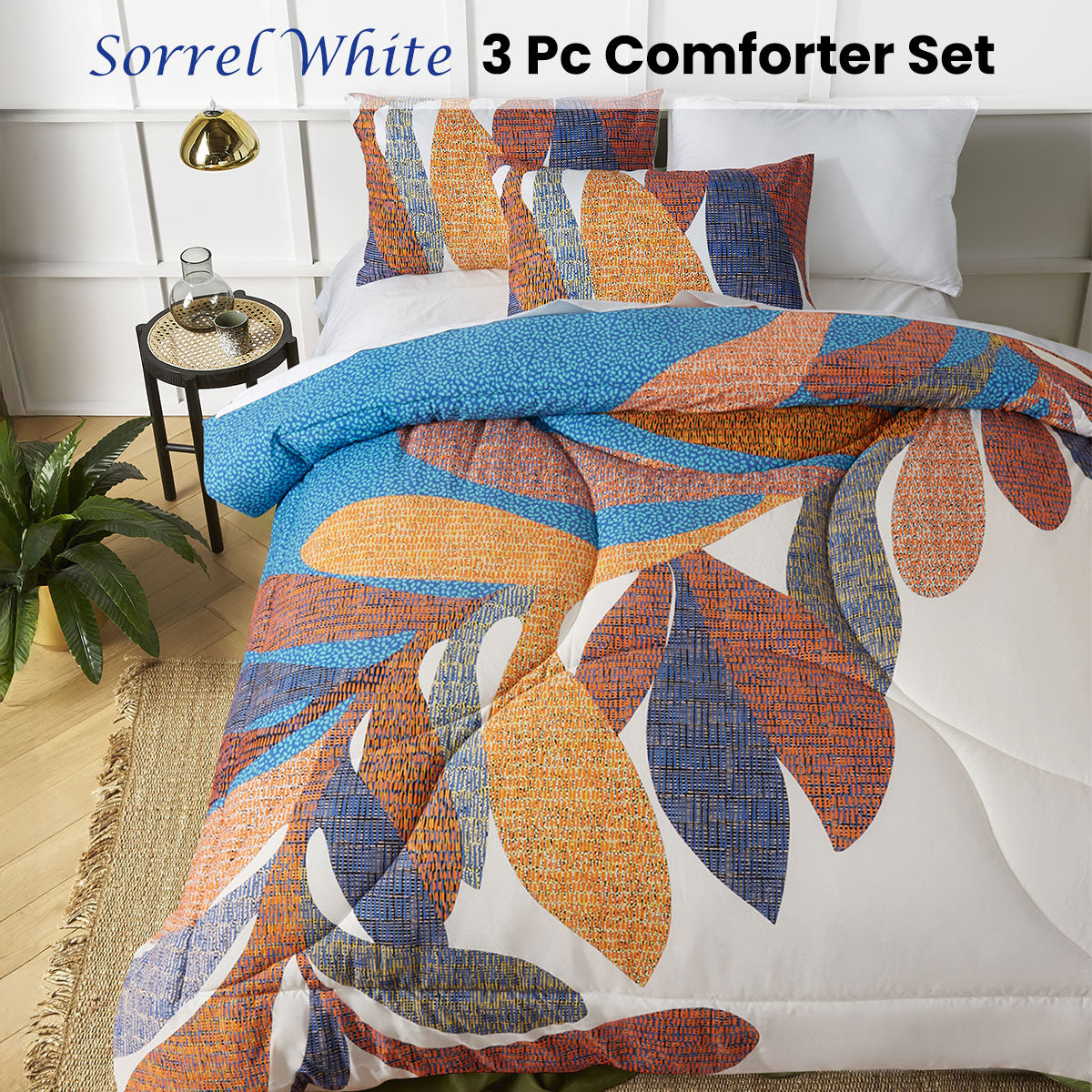 Minsterworth Sorrel Foliage Comforter Set, White Double