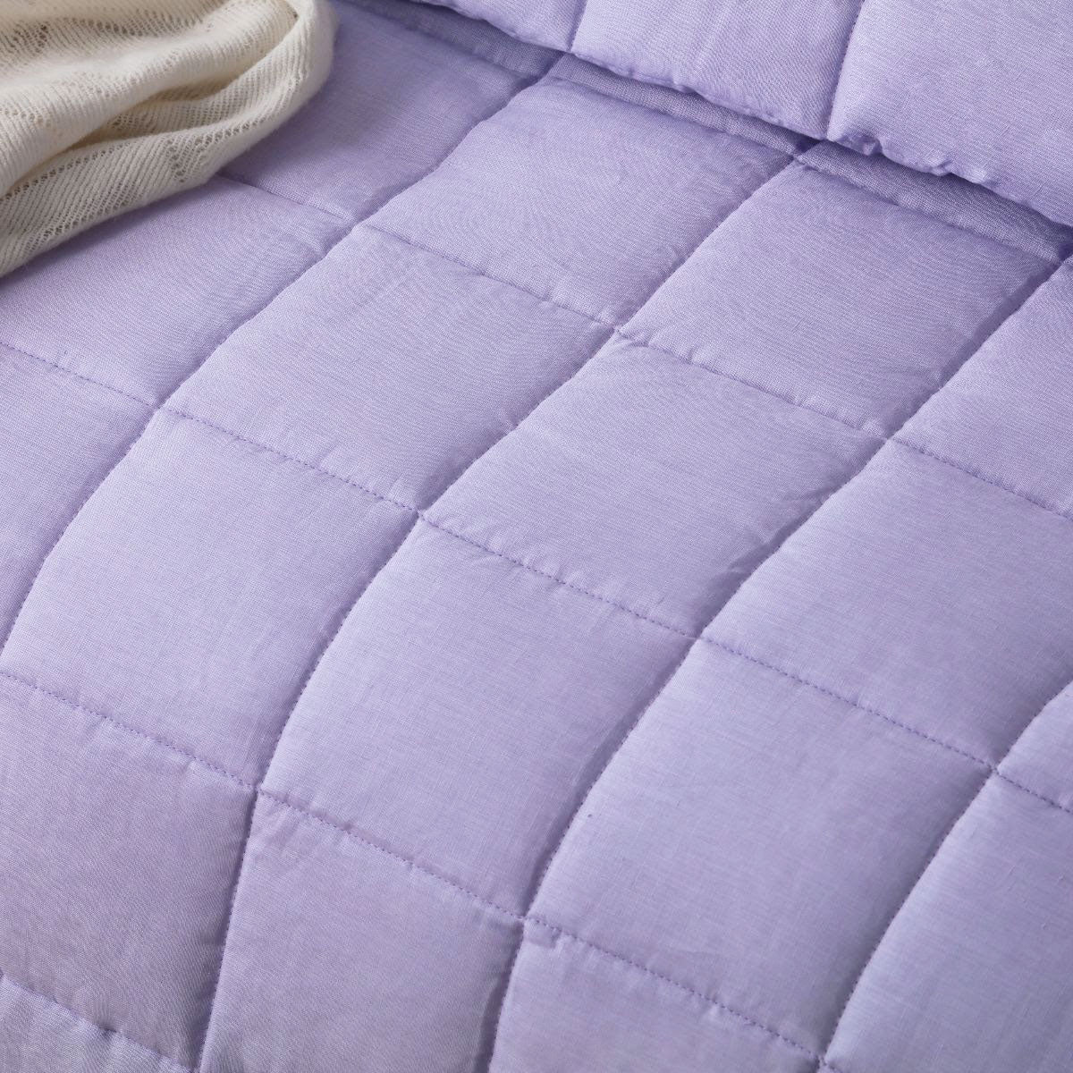 Northleach Lilac French Linen Coverlet 3pcs, Queen