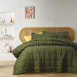 Fairford olive French linen coverlet queen
