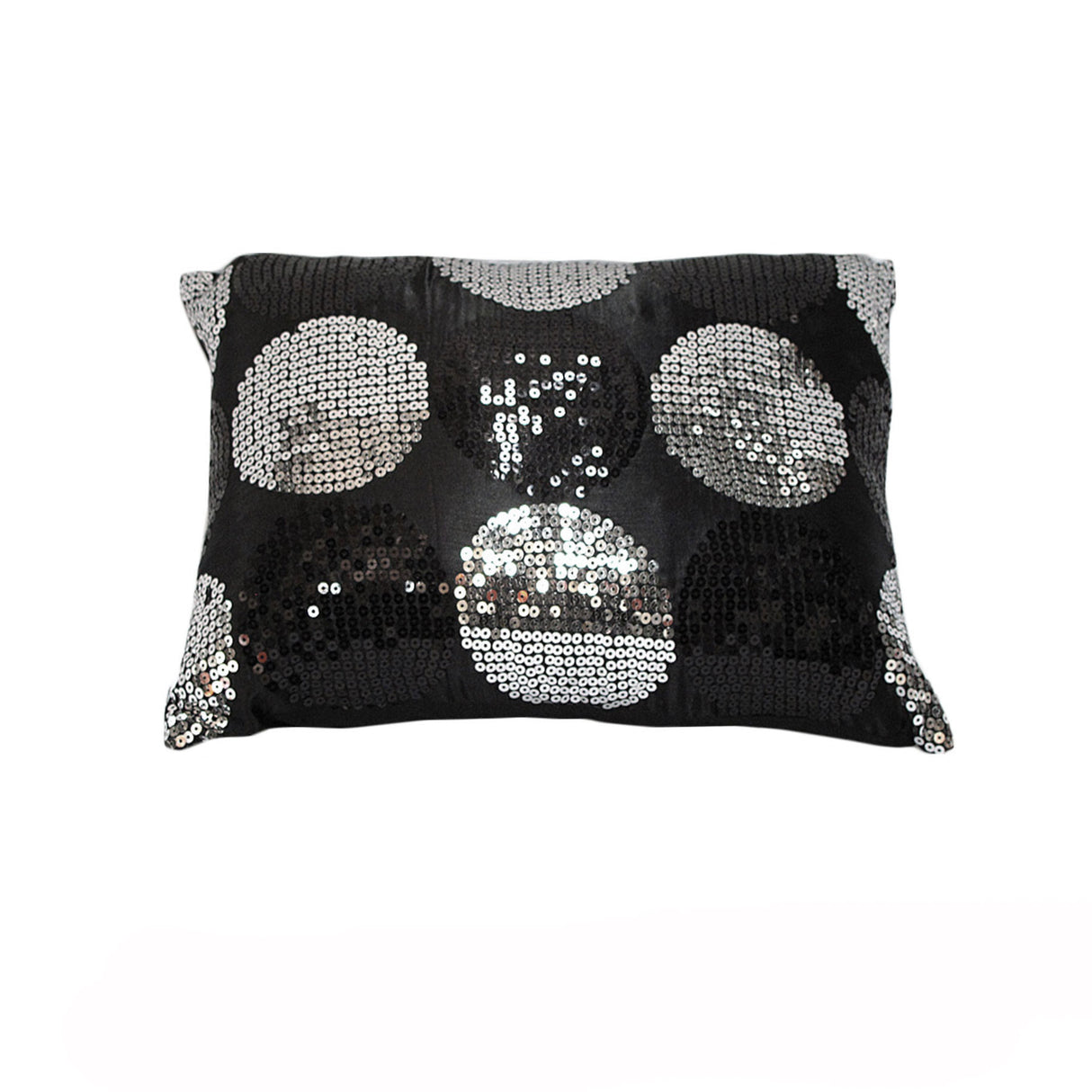 Sequined Black and Silver Breakfast Filled Cushion — Allure Home Collections