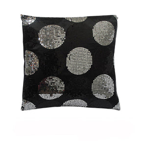 Skoura sequined filled cushion black and silver square