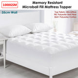 Cloudland Mattress Topper 1000GSM Microball King Single