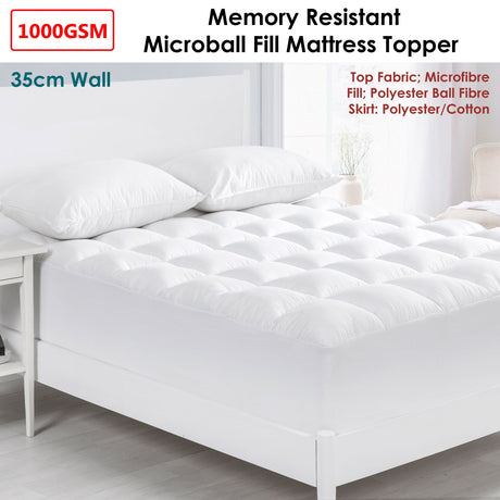 Cloudland Mattress Topper 1000GSM Microball King Single