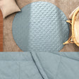 Round quilted linen baby play mat, 130cm diameter