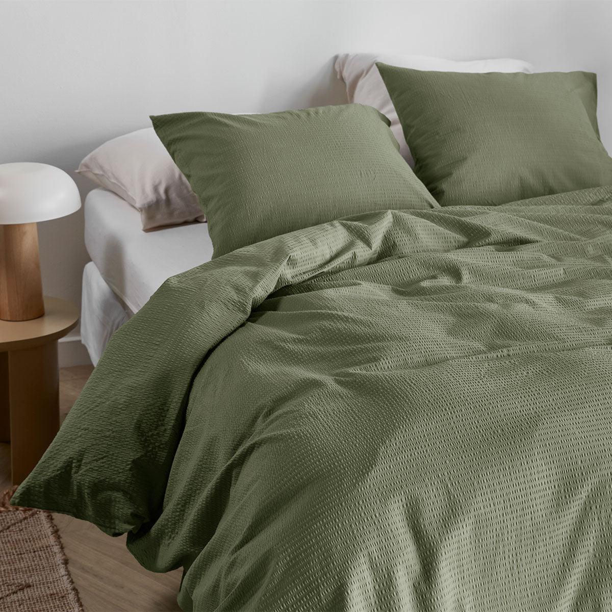 Bedding House Summer Green Seersucker Cotton Quilt Cover Set — Allure Home Collections