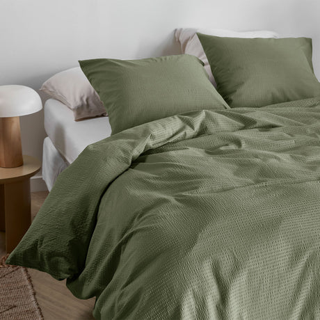 Bedding House Summer Green Seersucker Cotton Quilt Cover Set — Allure Home Collections