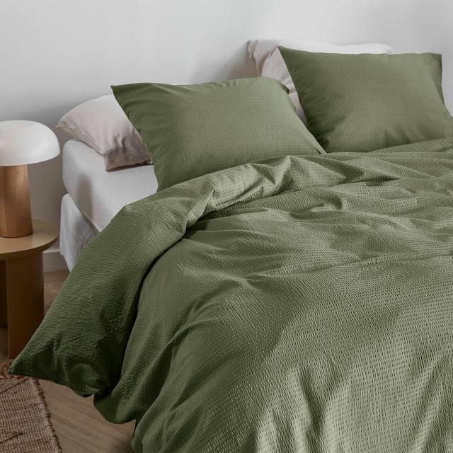 Bedding House Summer Green Seersucker Cotton Quilt Cover Set — Allure Home Collections