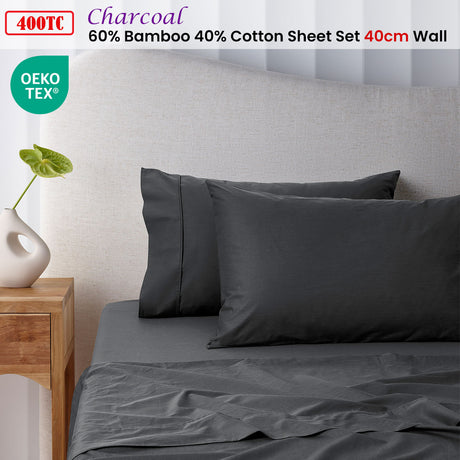 Accessorize 400TC Bamboo Cotton Sheet Set Collection Complete Bedding Linen Range