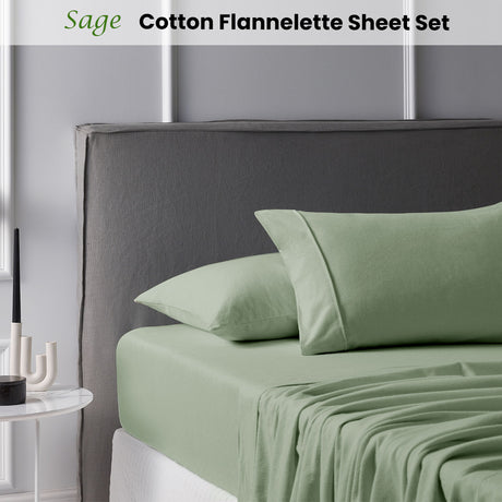 Accessorize Cotton Flannelette Sheet Set — Soft Brushed Bed Linen — Allure Home Collections