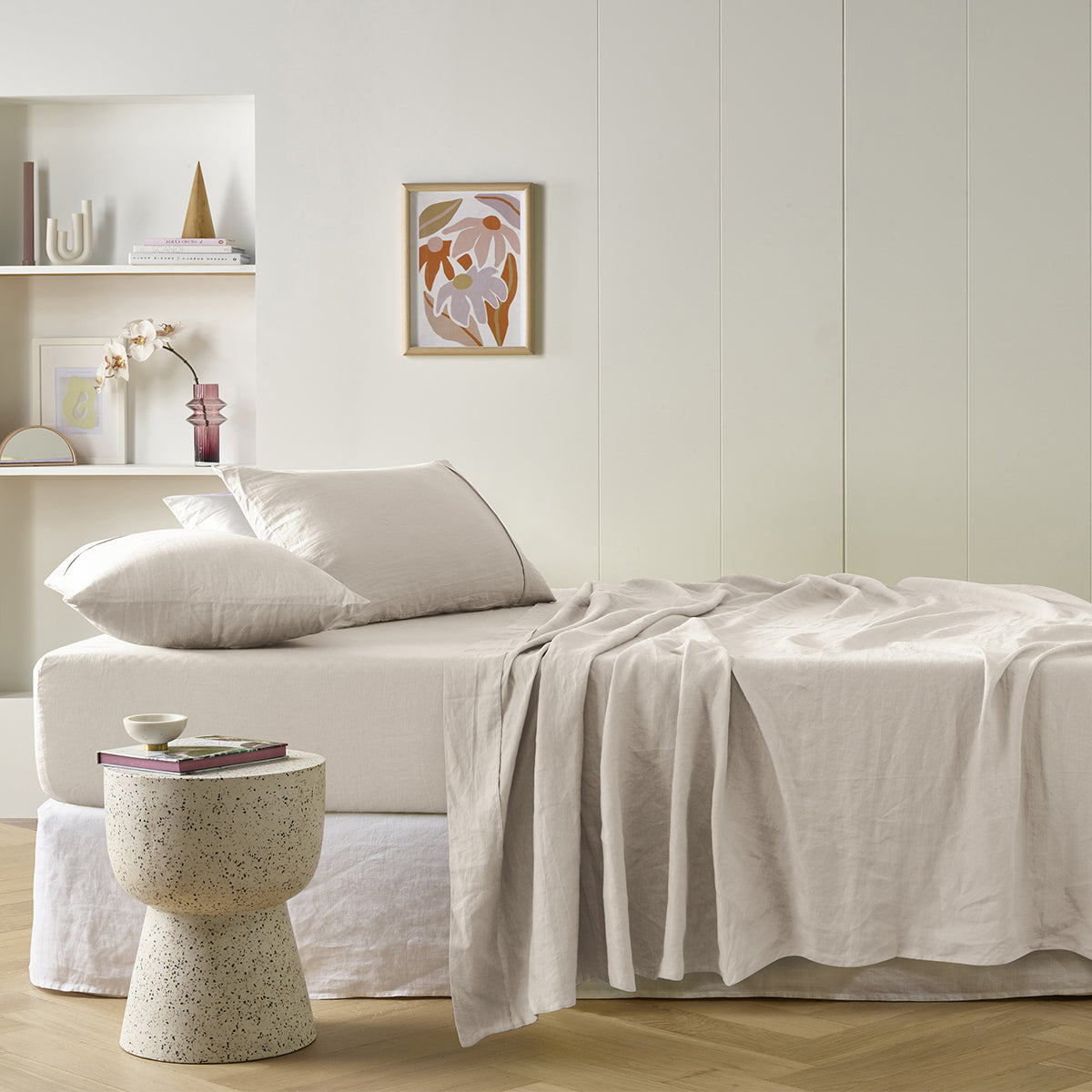 Vintage Design Homewares Natural French Linen Sheet Set - Premium Breathable Bedding