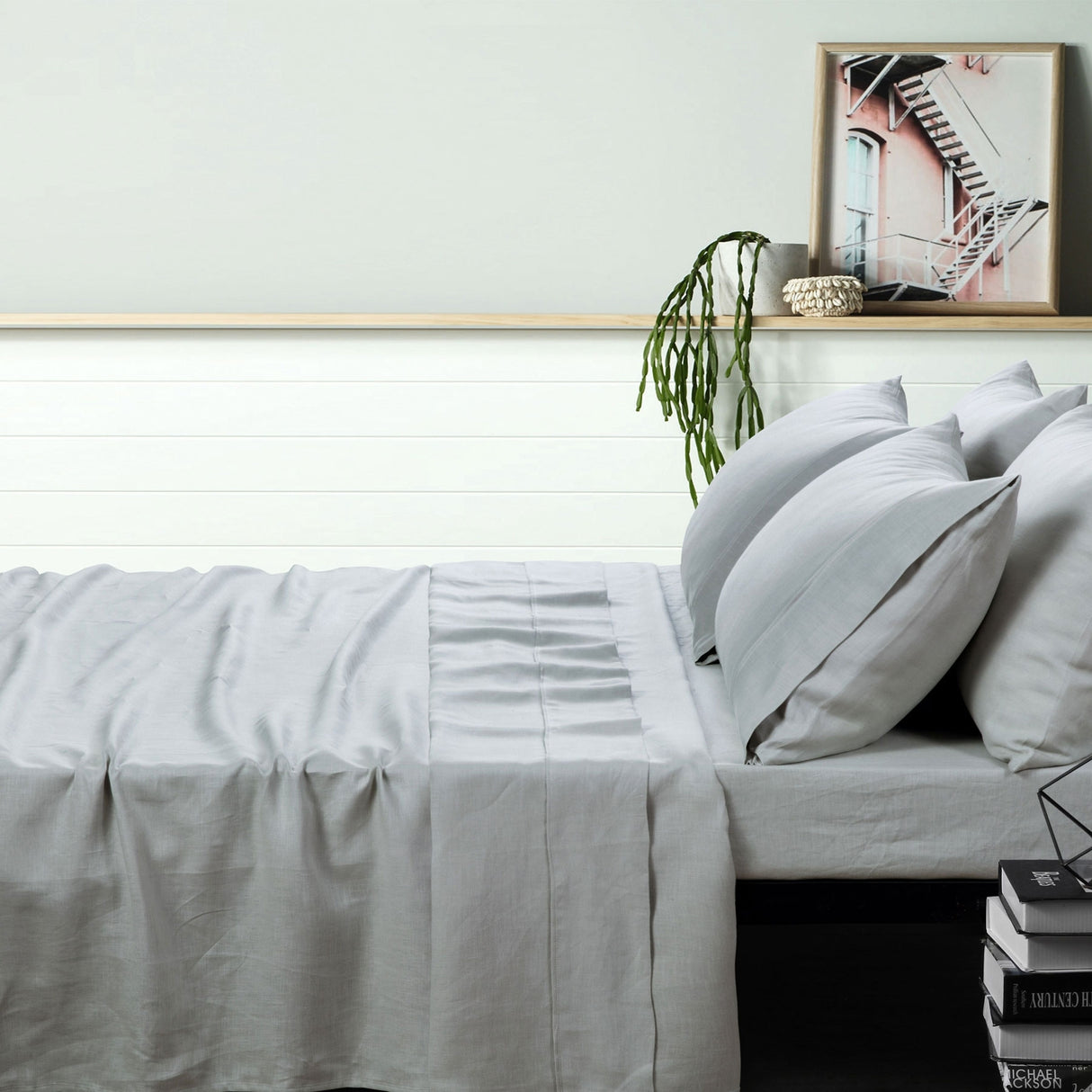 Vintage Design Homewares 100% Linen Dove Grey Sheet Set - Premium Bedding Collection