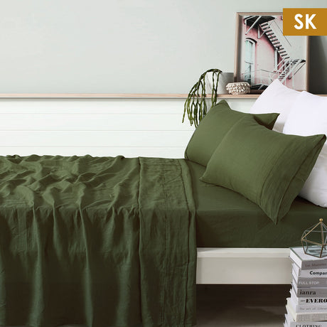 Vintage Design Homewares 100% Linen Sheet Set Luxury Breathable Natural Bedding