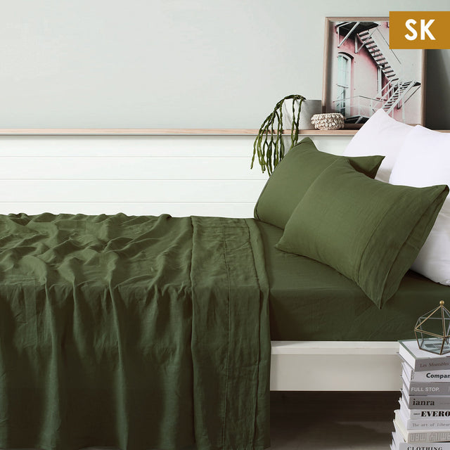 Vintage Design Homewares 100% Linen Sheet Set Luxury Breathable Natural Bedding