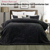 Kempley Arna Charcoal Faux Fur Comforter Set, King