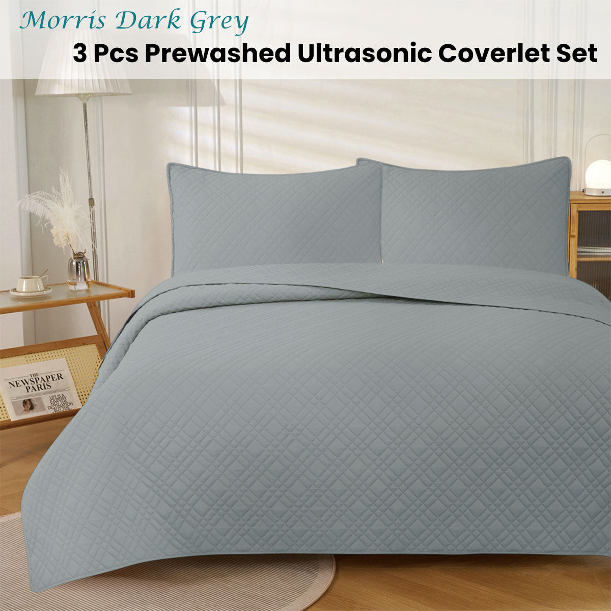 Selsley Coverlet Set, King, Dark Grey