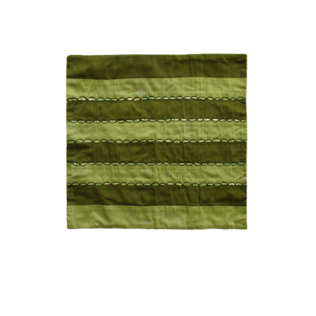 IDC Homewares Ayra Sequined Embroidered Cushion Cover — Olive — Allure Home Collections