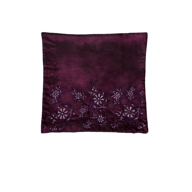 IDC Homewares Emily Embroidered Cushion Cover — Aubergine 43 x 43cm — Allure Home Collections