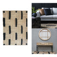 Textured jute floor rug in natural, black and cream tones, 160x230cm