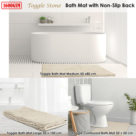 Close up of the applique texture on the stone microfibre bath mat