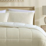 Forthampton Avalon Velvet Comforter Set with Sherpa Reverse, Cream Queen King