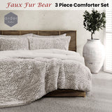 Sandford Faux Fur Comforter Set 3pcs, Bear Single Double
