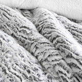 Salperton Faux Fur Comforter Set 3pcs, Silver Single Double