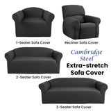 Extra Stretch Three Seater Couch Cover in Steel