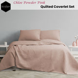 Milton under Wychwood Quilted Coverlet Set 3pcs, Powder Pink Queen King