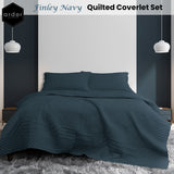 Oddington Quilted Coverlet Set 3pcs, Navy Queen King