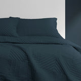 Oddington Quilted Coverlet Set 3pcs, Navy Queen King
