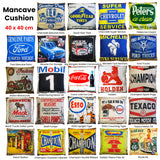 Australian Mancave Retro Cushion Collection — Vintage Automotive and Retro Logos — Allure Home Collections