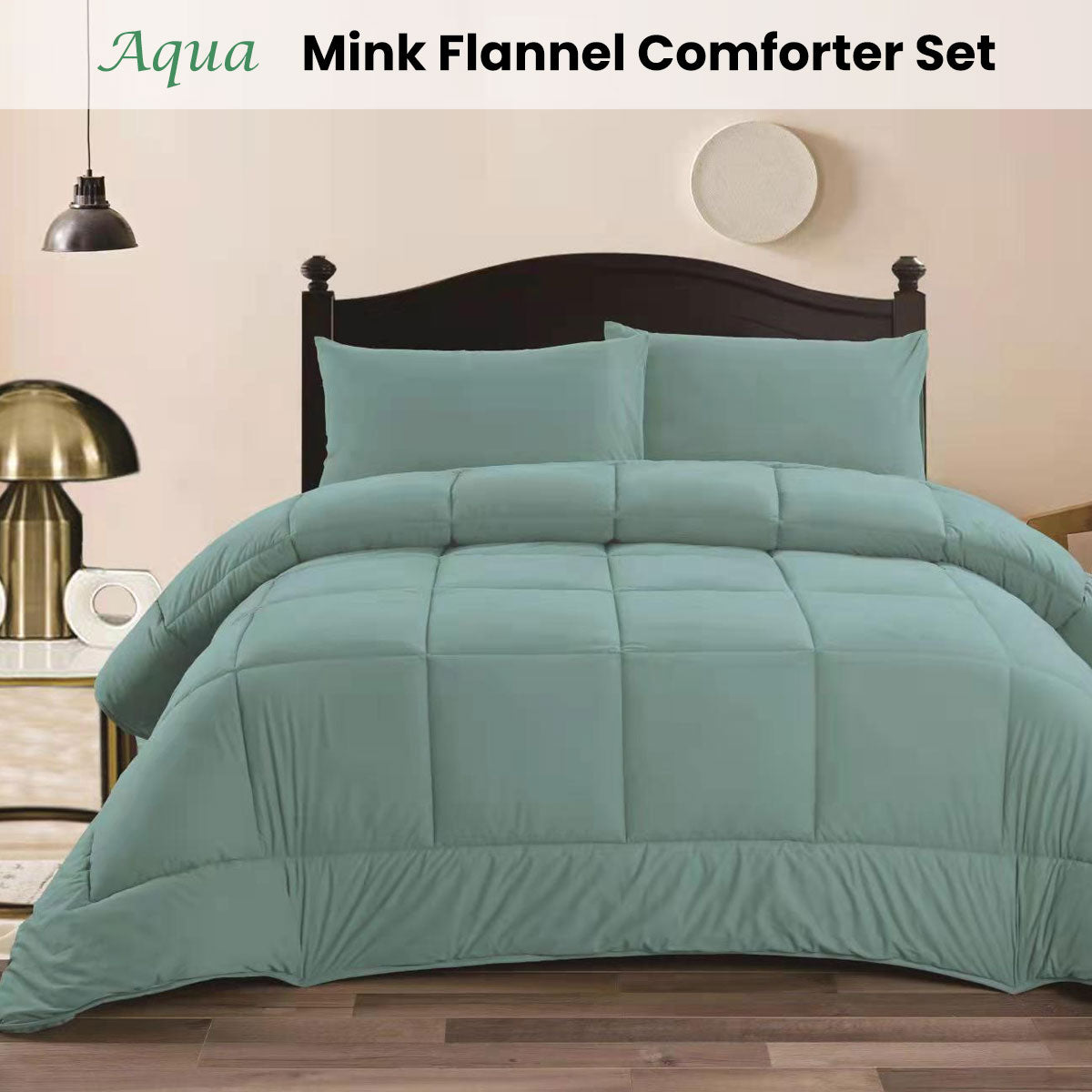 Througham Comforter Set, King, Aqua