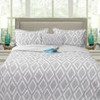 Idbury silver microfibre ultrasonic geometric comforter set Queen