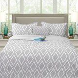 Idbury silver microfibre ultrasonic geometric comforter set Queen