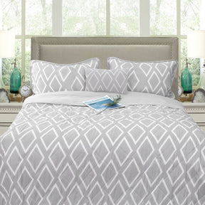 Idbury silver microfibre ultrasonic geometric comforter set Queen