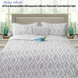Idbury Ultrasonic Comforter Set 4pcs, Silver Queen