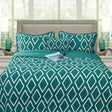 Idbury teal microfibre ultrasonic geometric comforter set Queen